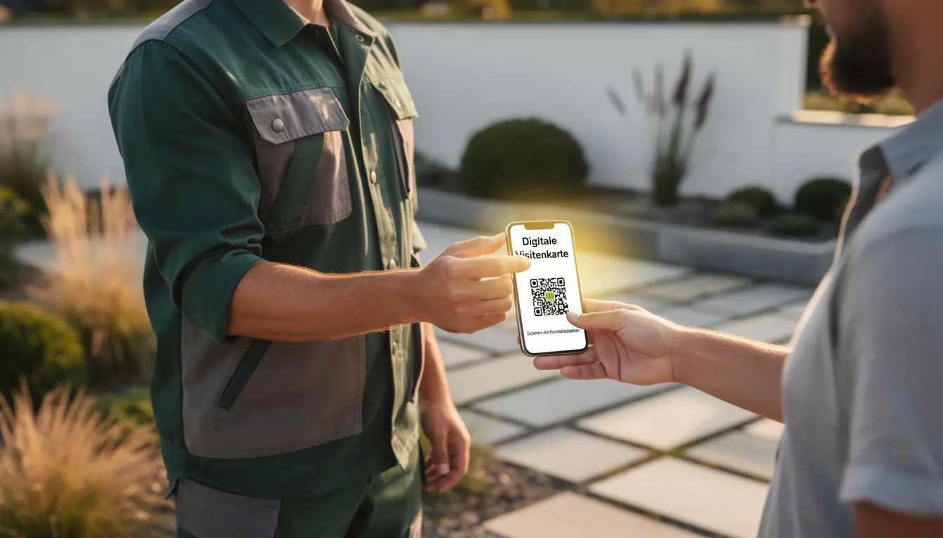 Garten- und Landschaftsbauer nutzt Zcantag digitale Visitenkarte beim Kundentermin