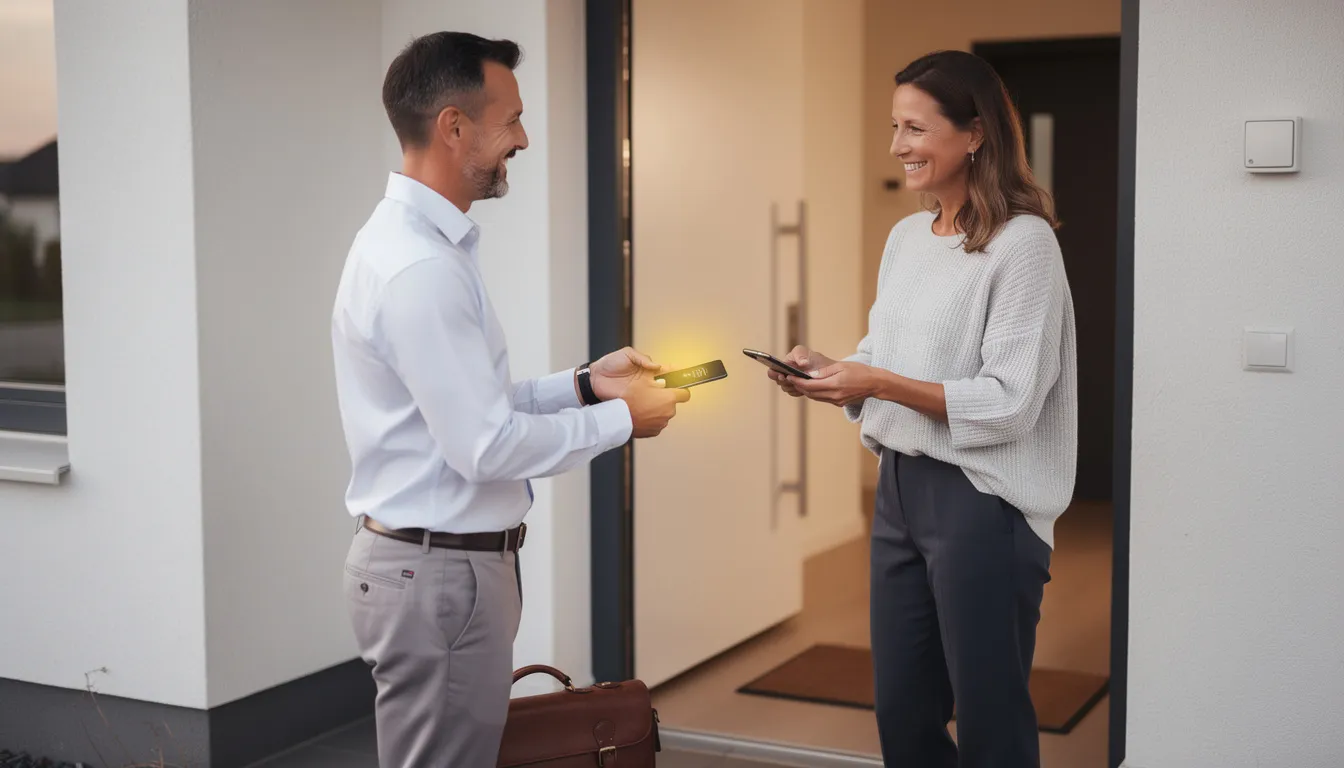 Versicherungsberater im Außendienst nutzt Zcantag NFC Visitenkarte